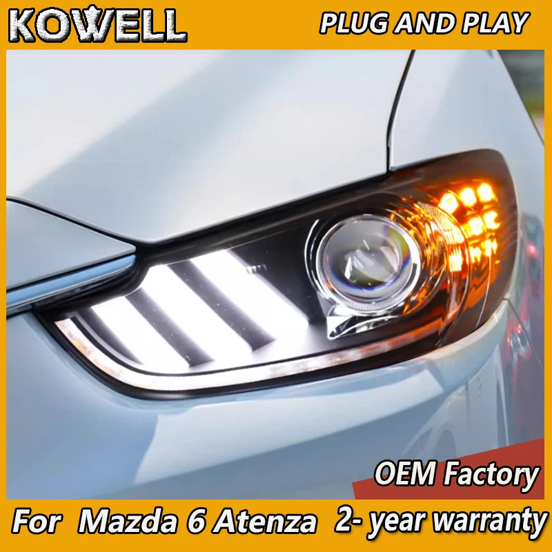 

Автомобильный Стайлинг для Mazda 6 Atenza передние фары 2013-2017 Mazda6 головные фонари DRL динамический сигнал поворота луч дальнего света проекционный объектив