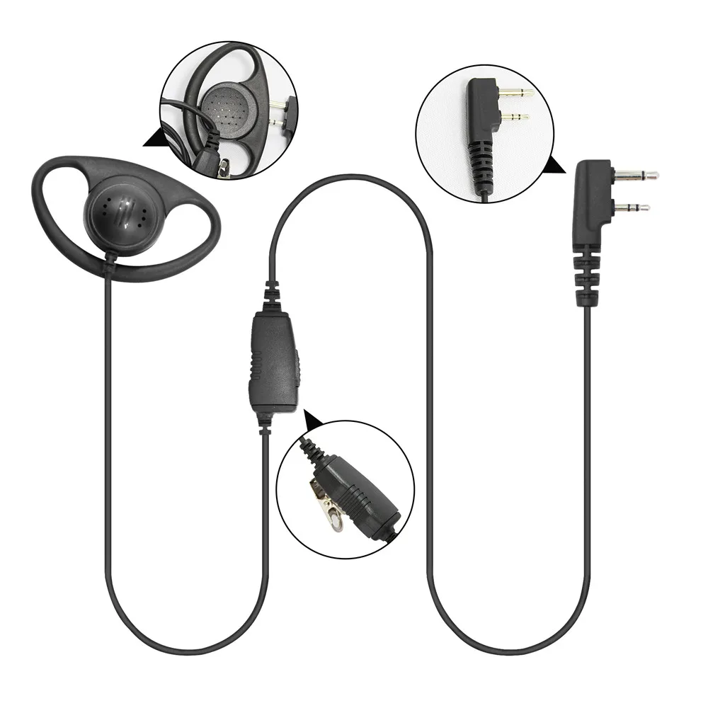 D Shape Ear Hook Earpiece with PTT Mic Headset for IC-F3011 F4011 F3001 F4001 F1000 F2000 F321 F4210 F3230 Radio--VBLL