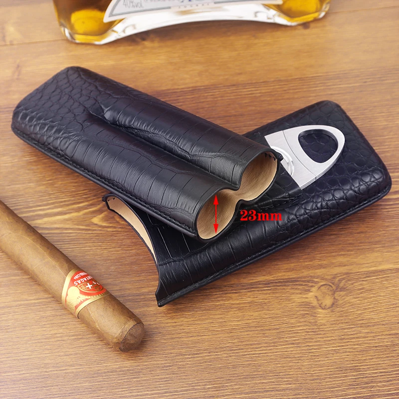 Кожаная подставка для сигар портативный держатель с двумя трубками острый резак