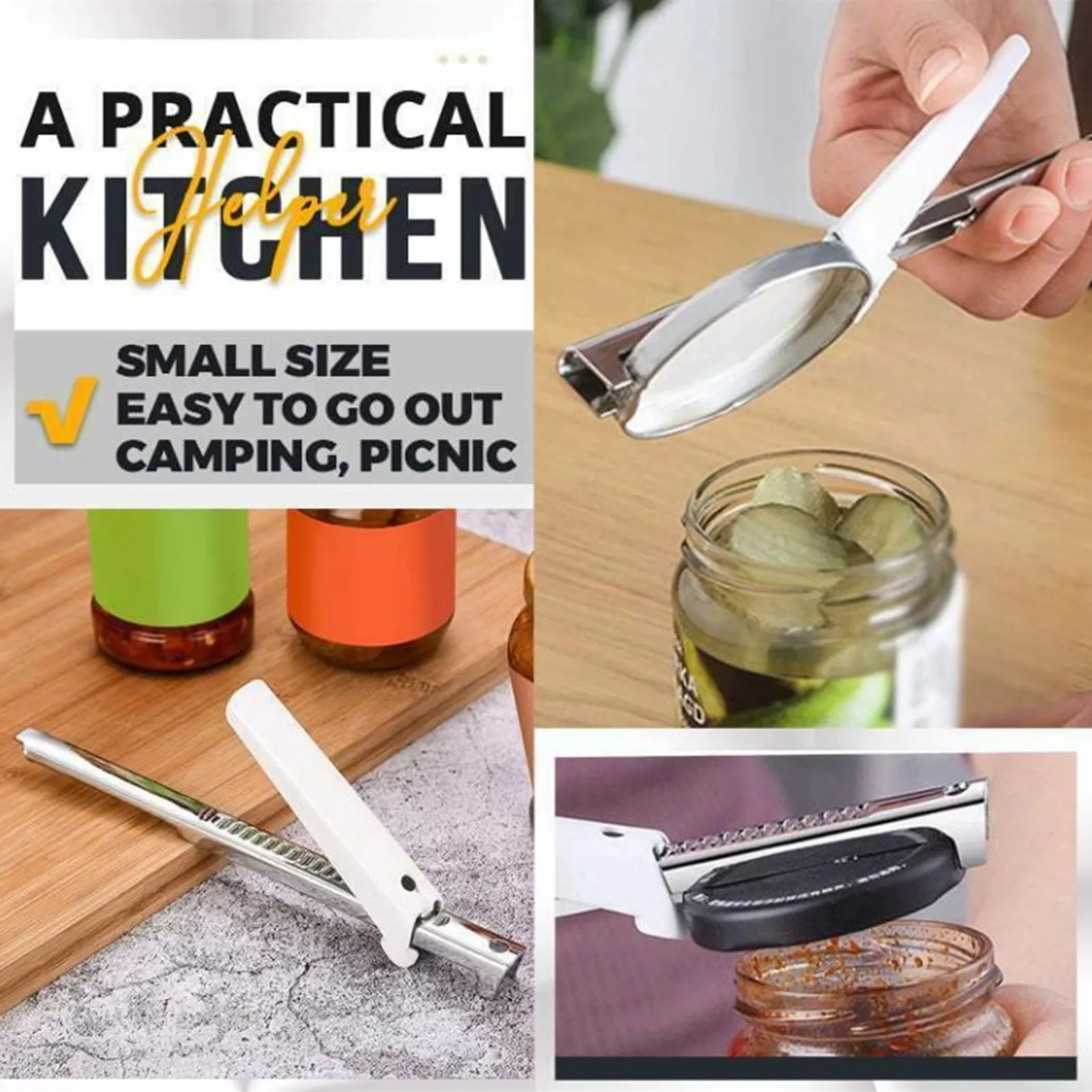 

Adjustable Jar Opener Stainless Steel Manual Bottle Lid Opener For Weak Hands Easy Grip Kitchen Accessories Gadgets Tools