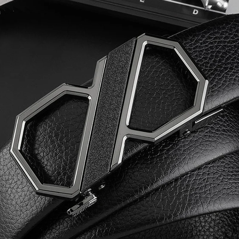 3.5cm Business Men's Belt TopPU All-inclusive Wear-resistant Alloy Automatic Buckle Casual Designer Belt for Men