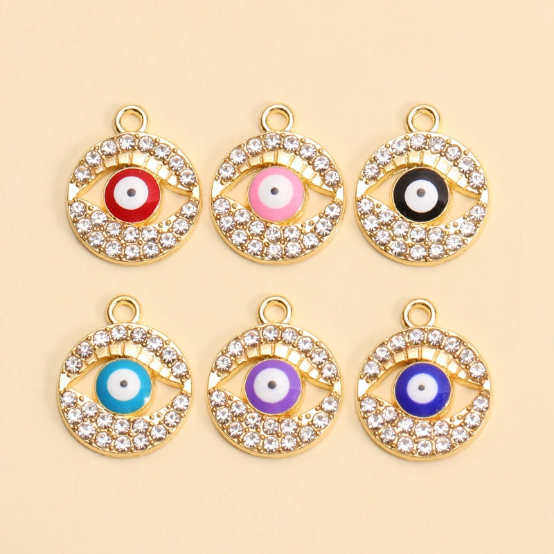 

10Pcs Classic Gold Color Crystal Evil Eye Charms Pendants for Women Earrings Necklace Jewelry Making Handmade DIY Accessories