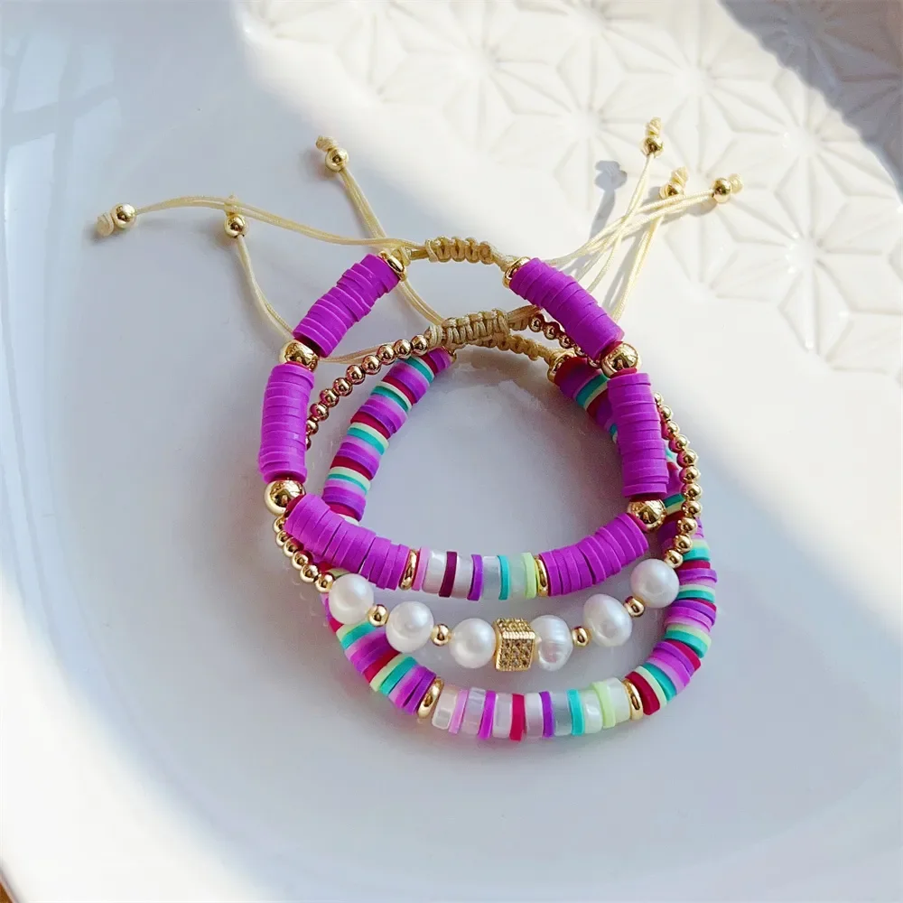 KKBEAD-Набор браслетов из полимерной глины Heishi для женщин очарование натурального