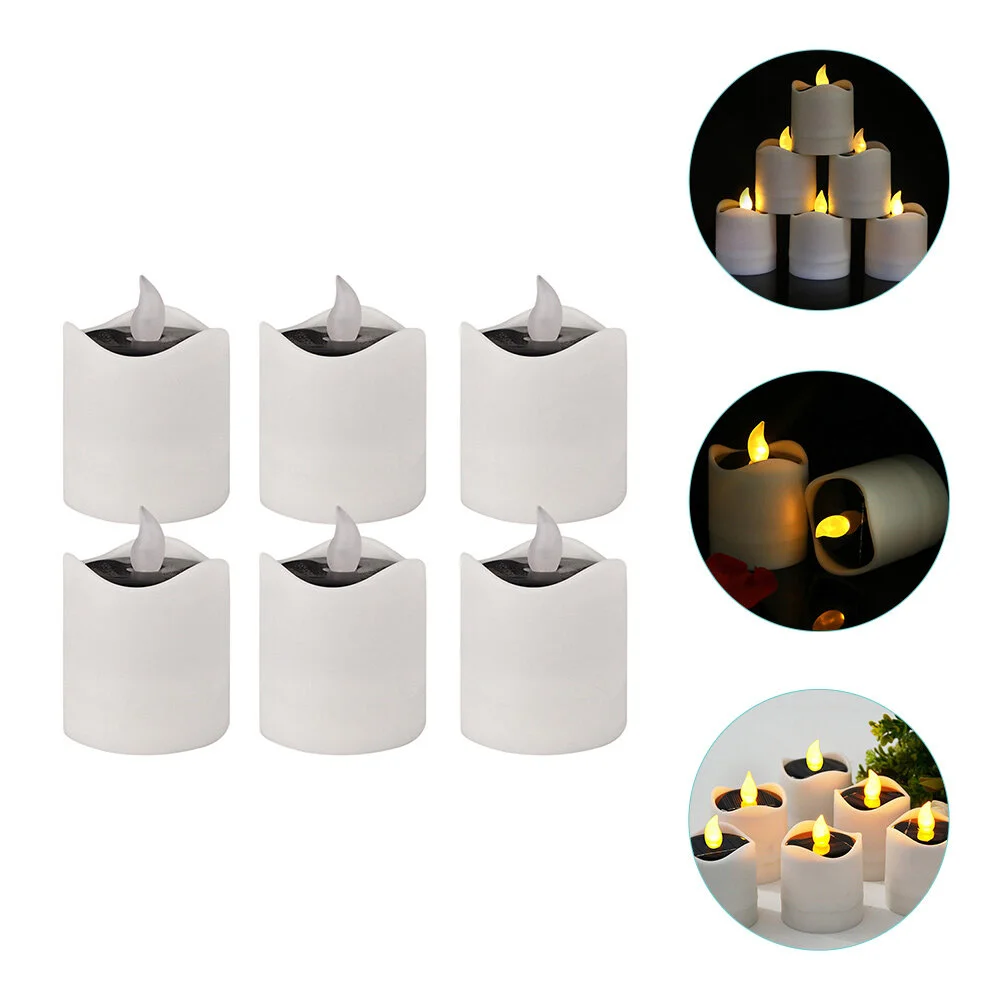 

Night Light Solar LED Rechargeable Tea Wax Lamp Flameless Outdoor Lights