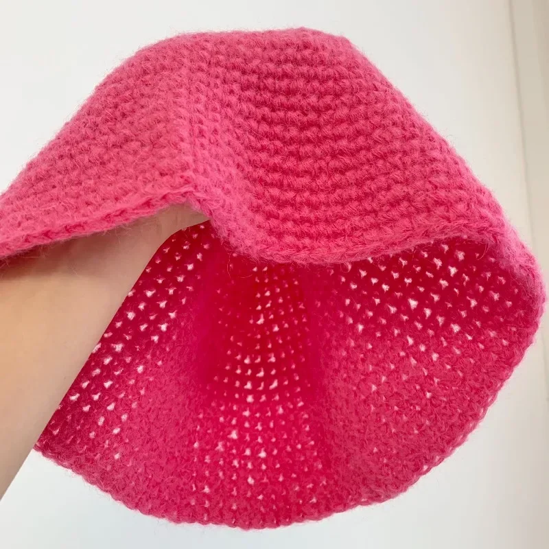 High Quality One Size Woman Handwork Rose Red Long Sleeve Knit Sweater Cardigan Hat