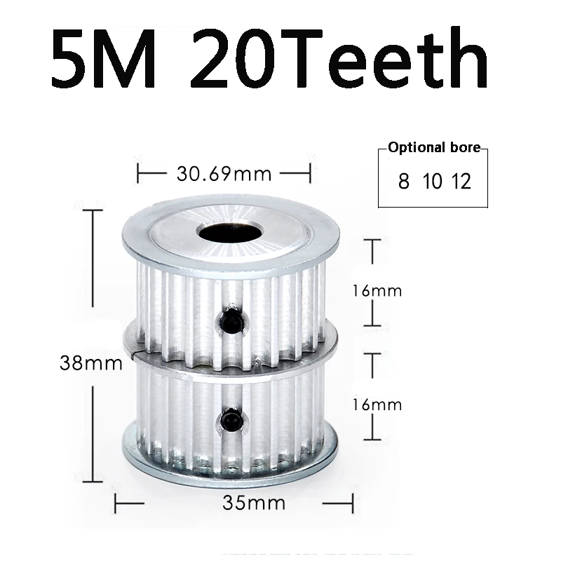 

Многоколесный ременной шкив с двойным таймером, Двухрядное комбинированное колесо 5M20 зубьев с 5M20 зубьями, синхронное соотношение скорости ...