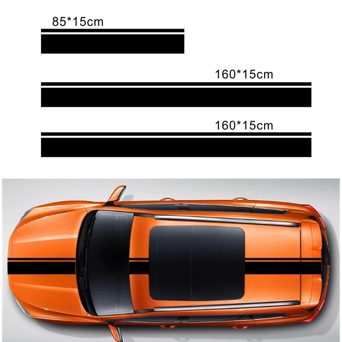 

Черная длинная полоса, Виниловая наклейка, наклейка, графические детали для кузова автомобиля, крыши, 3 шт.