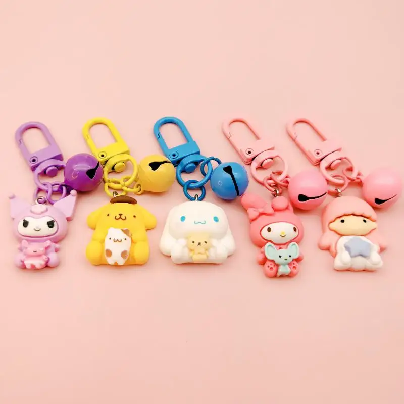 

Sanrio Cinnamoroll Mymelody Purin Kuromi мультяшный брелок Маленькая подвеска красочный колокольчик ювелирные изделия искусственная Обложка цепь против пот...
