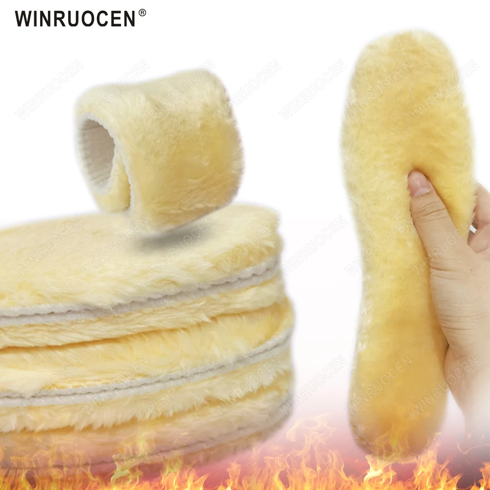 

WINRUOCEN Warm Insoles Winter Thicken Soft Breathable Sport Shoes Wool Skin-friendly Cotton Cashmere Keep Warm Insole Shoes Pads