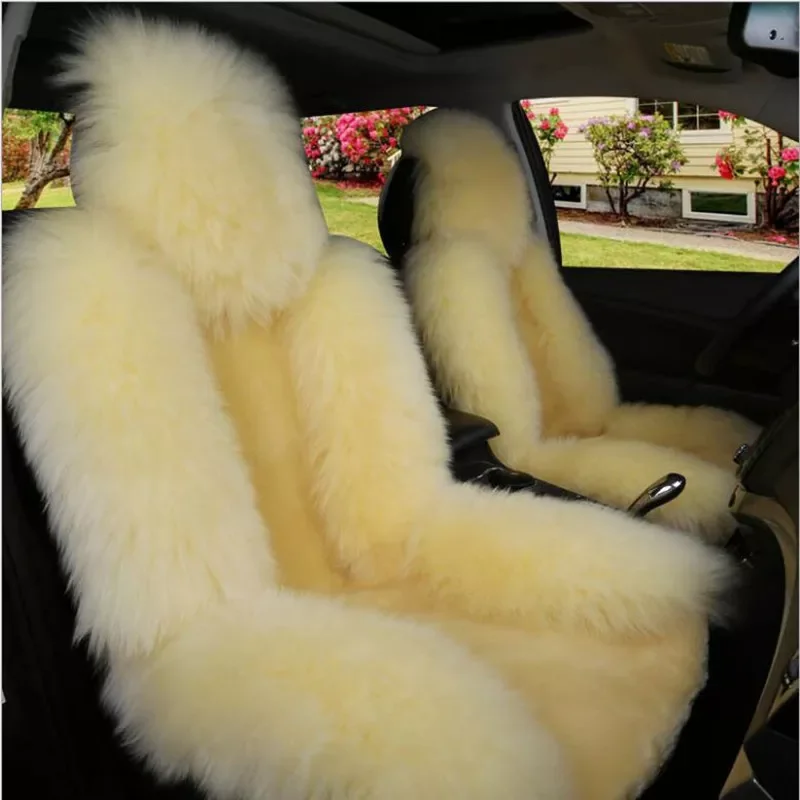 

Front Seat Cover & Fur Car Seat Steering Wheel Cover Pink Wool Winter Essential Universal Furry Fluffy Thick Faux