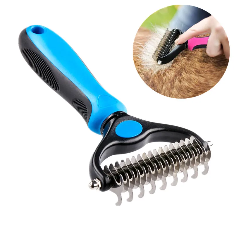 

Brush Hair Comb For Dog Pet Fur Cat Animal Comb Grooming Removal Knot Hair Products Double Cutter sided Shedding Tools Pet