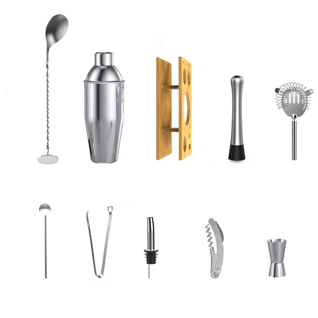 

14 шт./компл. шейкер для напитков набор соломинок Миксер для напитков с бамбуковой стойкой для банкета профессиональное оборудование для бар...