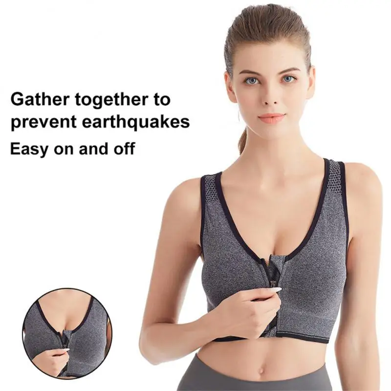 

Женские спортивные бюстгальтеры S-4XL, профессиональный противоударный дышащий без косточек, спортивный топ на молнии спереди, жилет, нижнее ...