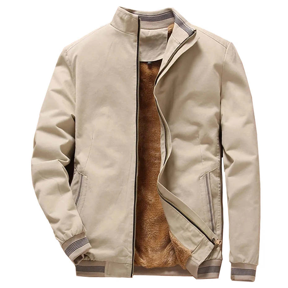 Men Coat Jackets Solid Color Fashion Casual Coat Khaki Black
