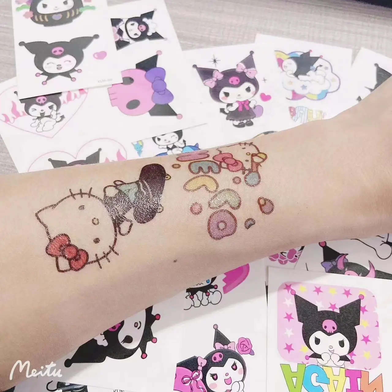 25 шт. Sanrio Kuromi Hello Kitty Мультяшные аниме Переводные татуировки водостойкие