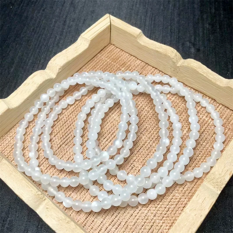 Браслет с натуральным синим лунным камнем 3 кольца ручная работа Энергетический