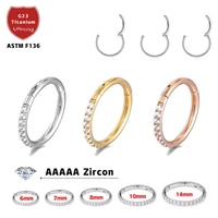 1pc 6 12mm g23 titanium cz opal hinged pitch ring nose ring open small nasal septum cartilage women earring perforated jewelry