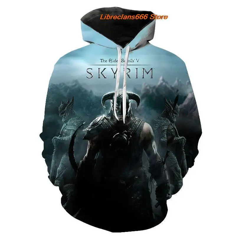 

Свитшот унисекс с 3D-принтом SKYRIM, большие размеры