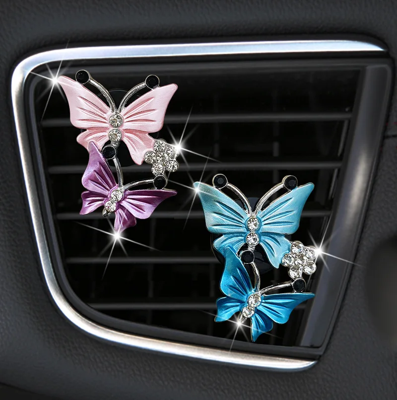 Araba parfüm klima çıkış parfüm renk kelebek dekoratif klip araba aksesuarları iç kadın pembe araba aksesuarları