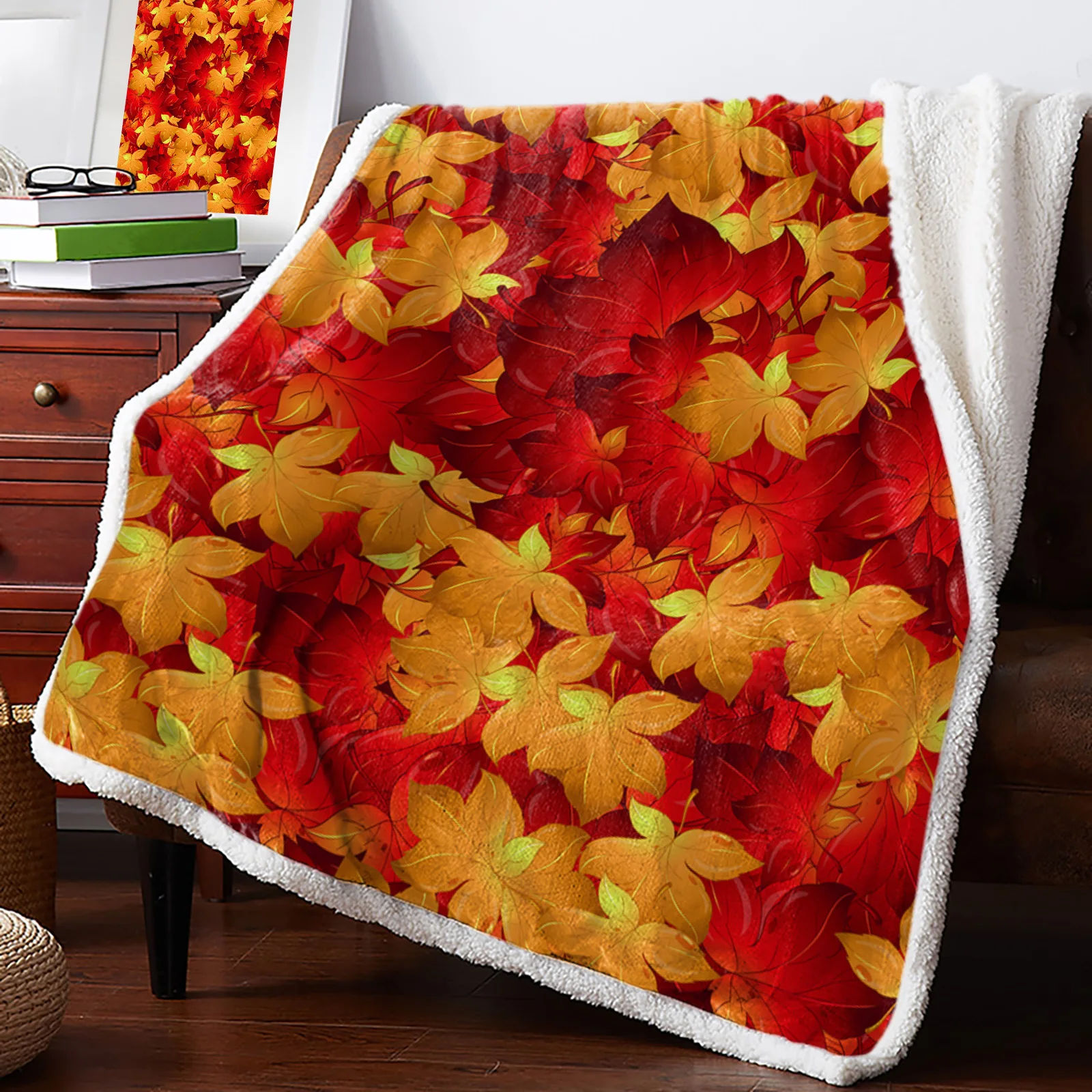 

Осеннее мягкое покрывало с кленовой текстурой