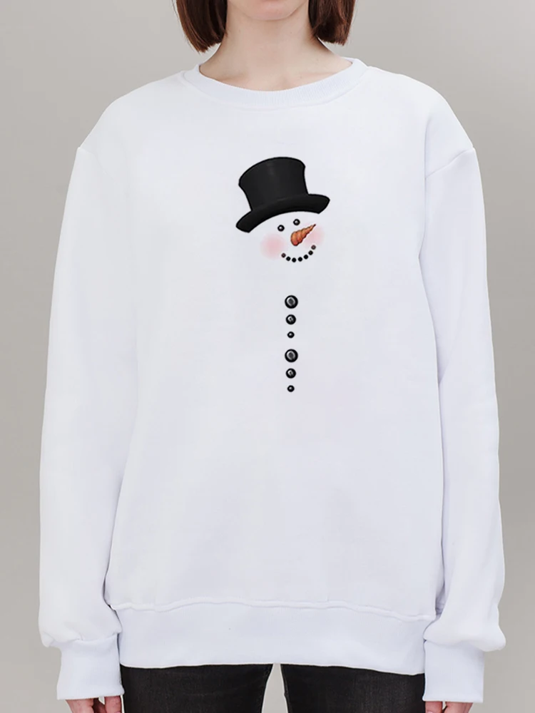 

Christmas Little Snowman Women Sweatshirts Style Cute Fashion Printing O-Neck Women Clothing Female Graphic Pullover Sweatshirts