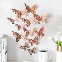 bohemian style flying hollow out three dimensional butterfly home decoration festival party layout cardboard butterfly ten color