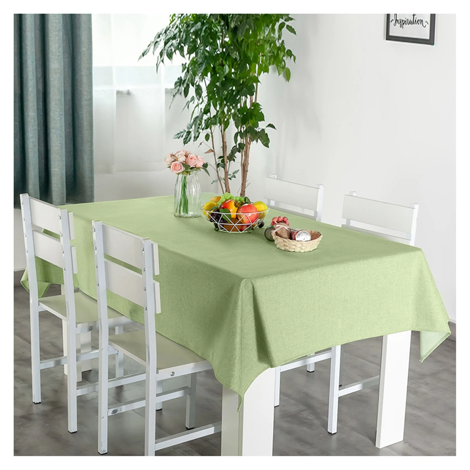

Скатерти из хлопка и льна, водонепроницаемые простые однотонные зеленые скатерти для обеденного стола, кофейного столика
