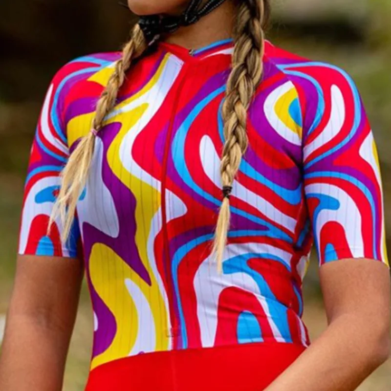 FRENESI Team Colombia-Camiseta de ciclismo para mujer, ropa de manga corta para deportes al aire libre, maillot para bicicleta de montaña