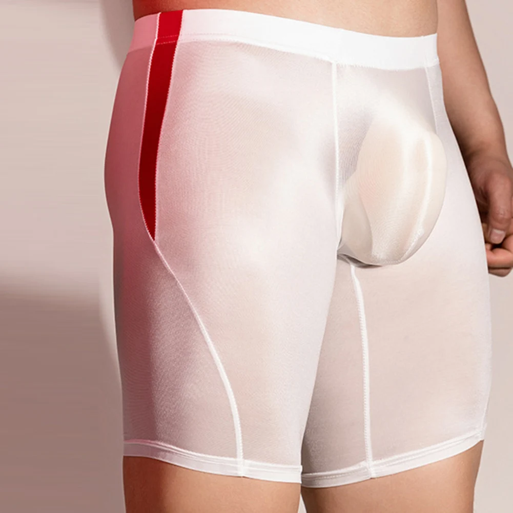 Мужские блестящие глянцевые трусы длинные шорты эластичное нижнее белье