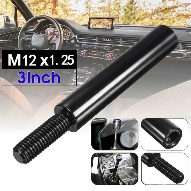 

Aluminum Alloy Car Shift Knob Extender 3 Inch Black M12X1.25 Shifter Stick Lever Extension Lever For Subaru Ford