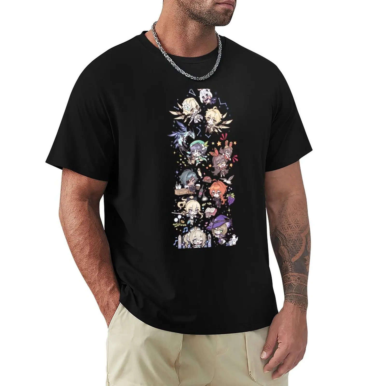 

Genshin Impact Chibi Characters Assemble T-Shirt Summer Clothes Boys T Shirts Short Sleeve Tee Plain t-shirt T Shirts For Men