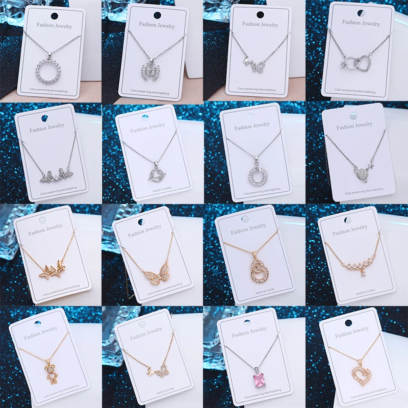 

2022 Heart Butterfly Shape Cubic Pave Zircon Necklace Bears High Quality Elegant Necklace For Women Girls Jewelry Party Gifts
