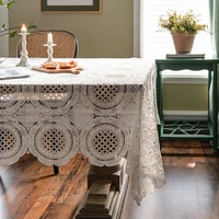 wedding festive decor white lace tablecloth hollow lace dining table coffee table decor dust proof table cover mantel mesa