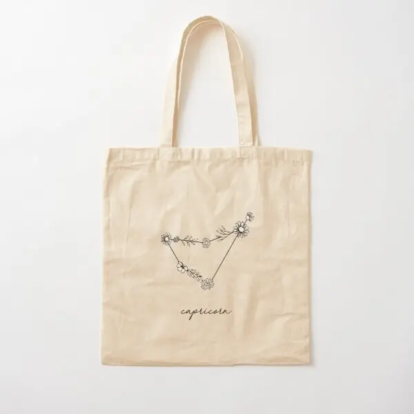 

Capricorn Zodiac Wildflower Constellatio Canvas Bag Tote Designer Fashion Ladies Fabric Unisex Handbag Reusable Women Shopper