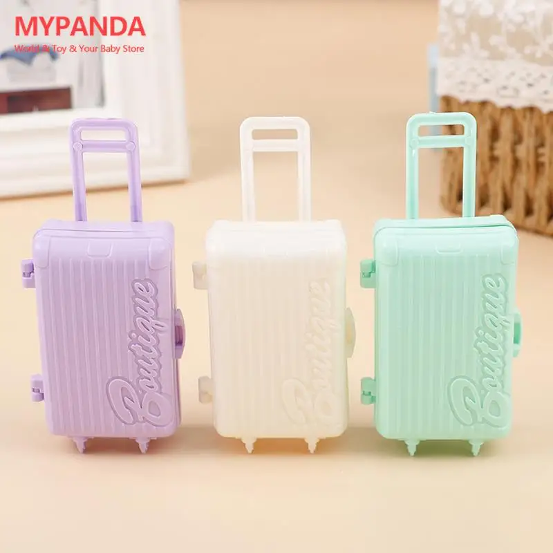 

1PC Dollhouse Miniature 4 colors Plastic Luggage Suitcase Storage Trolley Case Travel Toy 12*5*3cm