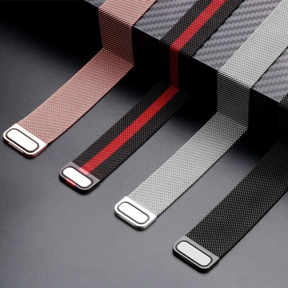 

Ремешок из нержавеющей стали с магнитной застежкой, универсальный Плетеный Миланский Браслет разных размеров для Huawei, Samsung, XIAOMI, простая уст...