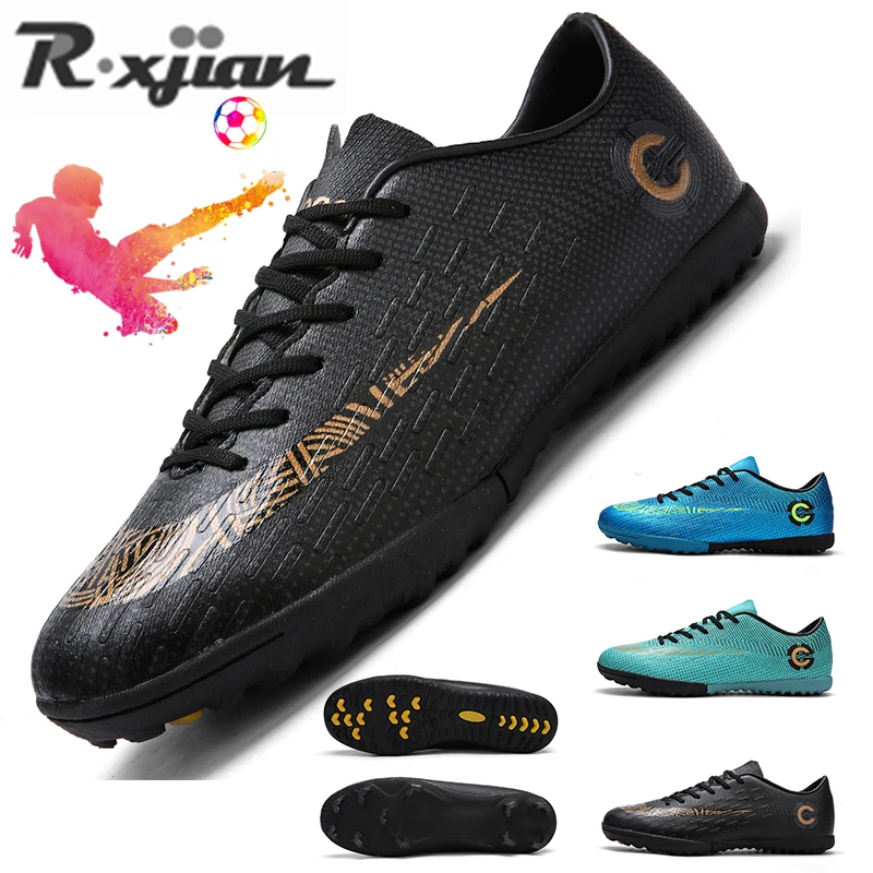 R.xjian Football Shoes For Men 33-50 Indoor Large Size Sneakers  Long Spikes Men Shoes Soccer Cleats Original Breathable Hole