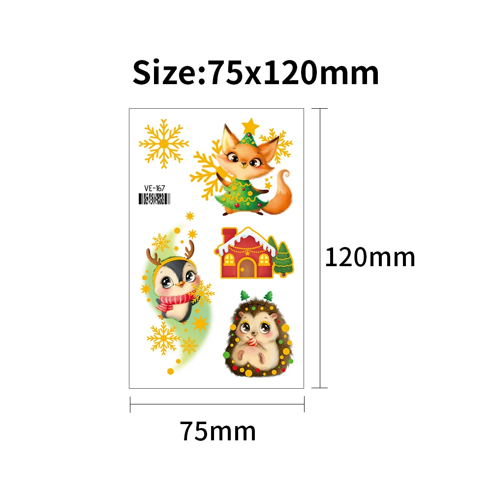 Мультяшные рождественские временные татуировки-наклейки для детей боди-арт