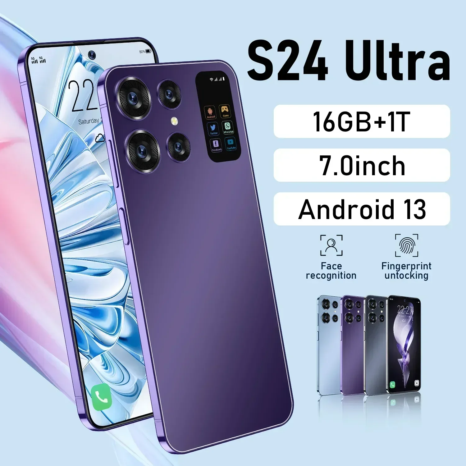 

Новый смартфон s24 ultra 5g, 7,0 дюйма, 72 МП, 4G, 7000 мАч, 16 ГБ + 1 ТБ, сотовые телефоны с HD-камерой, разблокированные мобильные телефоны Android 13