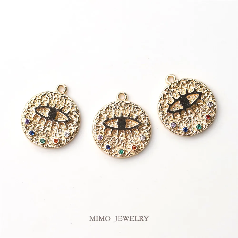 

MIMO JEWELRY Copper plated real gold devil's Eye Pendant our marriage white lily Shen comet