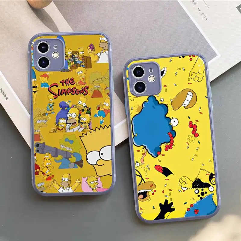 

Cartoon Homer S-Simpson Phone Case for iPhone 14 11 12 13 Mini Pro Max 8 7 Plus X XR XS MAX Translucent Matte Cover