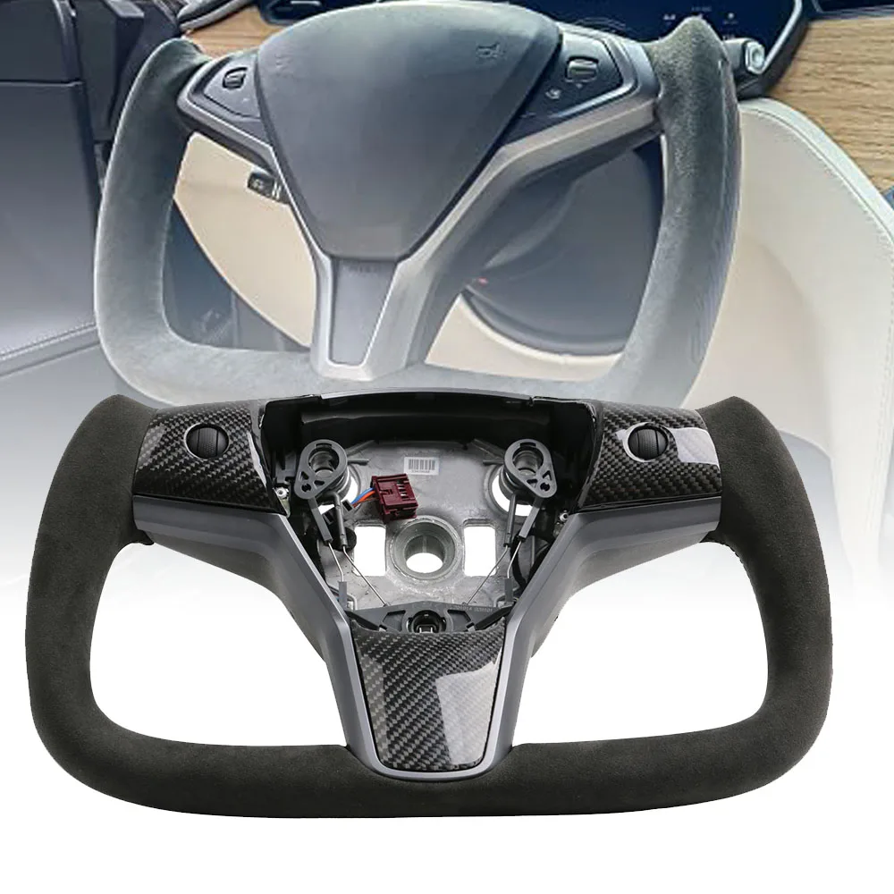Руль Ellipse Tesla для модели 2017 2018 2019 2020 2021 модель 3 и Y отделка из углеродного волокна