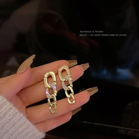 chain drop earrings for women girls korean fashion cubic zirconia earrings 2022 trend couple jewelry gift pendientes