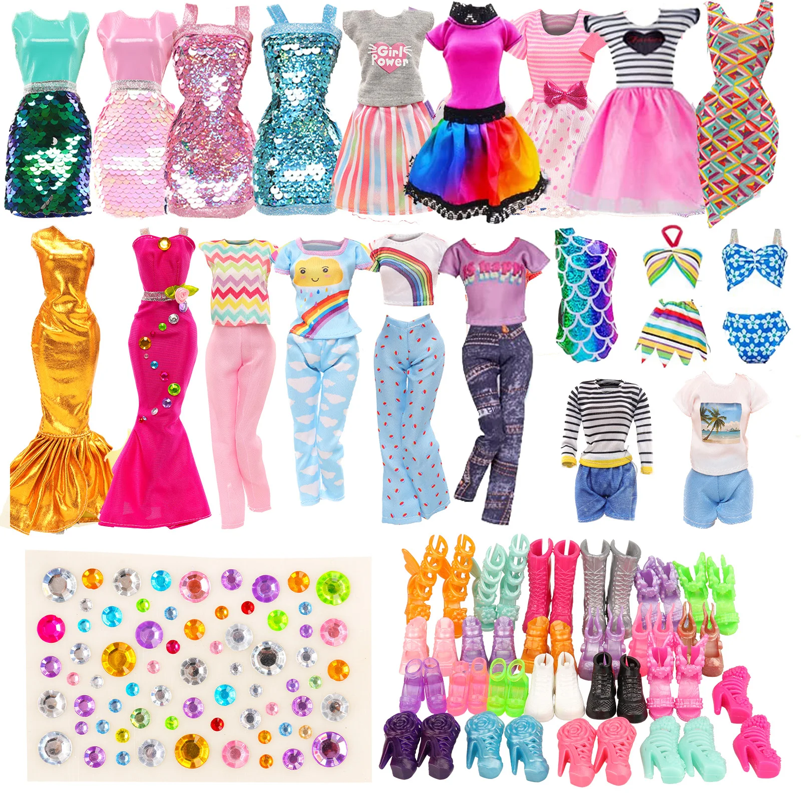 18 Pack Doll Clothes and Accessories 2 Fashion Dresses 2 Seq