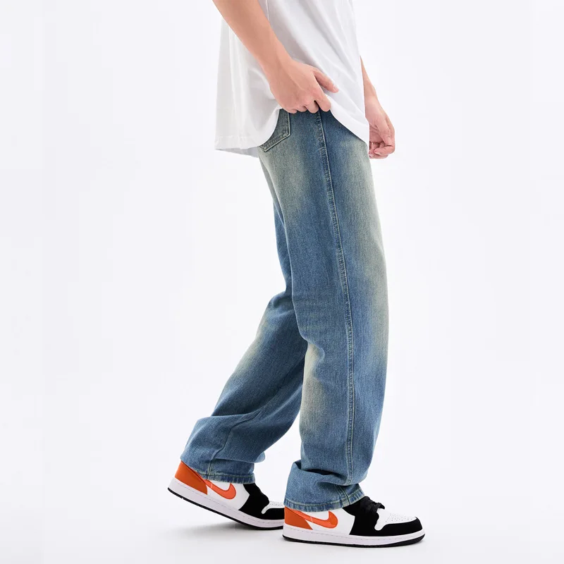 Men's Jeans Loose All-match High Street Print Hip Hop INS Trend Casual Straight Trousers Ins Hot Sale Mens Loose Jeans Casual