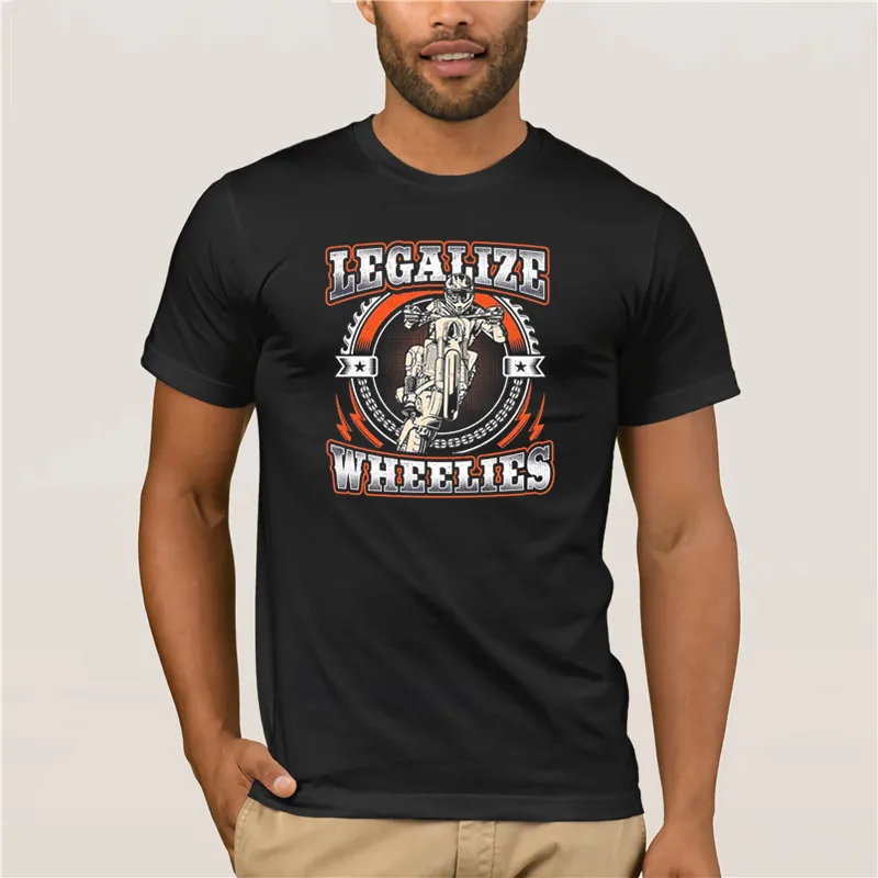 

100% Cotton brand men shirt Legalize Wheelies T-shirt Motorcycling and Bikers fashion summer Shirt