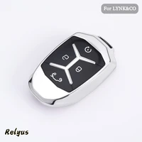 4 buttons soft car tpu key case cover smart key shell fob keychain for lynkco 01 02 03 auto accessories