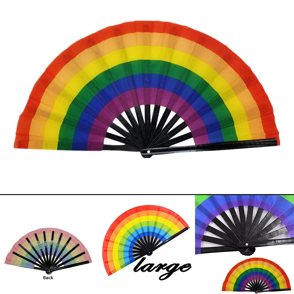 

Cosplay Folding Fan Portable Fans 1pcs Cooling Gift Kung Fu Fan Rainbow Folding Fan Heating Indoor Air Quality