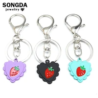 alloy love heart strawberry keychain fashion pendant men women bag%c2%a0car trinket key%c2%a0chain%c2%a0ring jewelry gift accessories wholesale