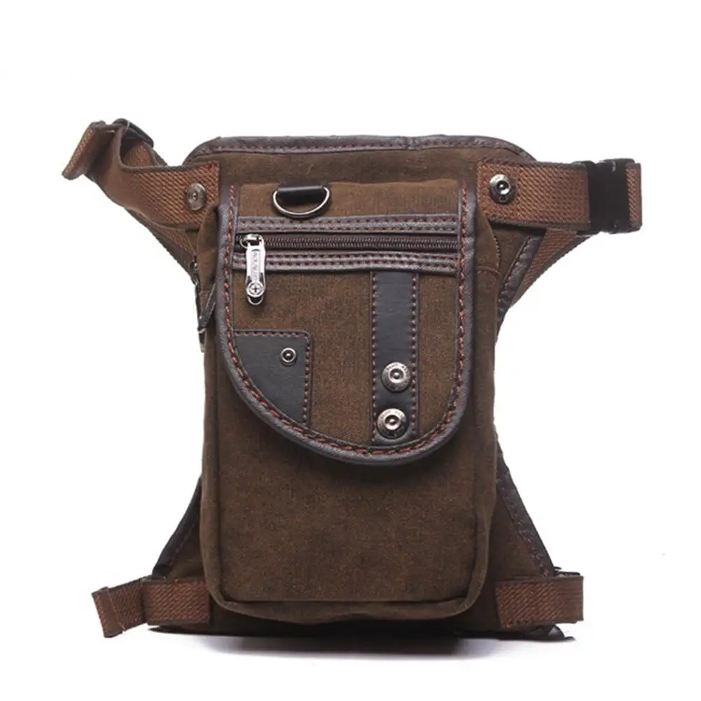 

Motorcycle Leg Bag Vintage Multi-pocket Waist Pack Canvas Wear Resistant Bag For Mens Travel Climbing Riding Cycling